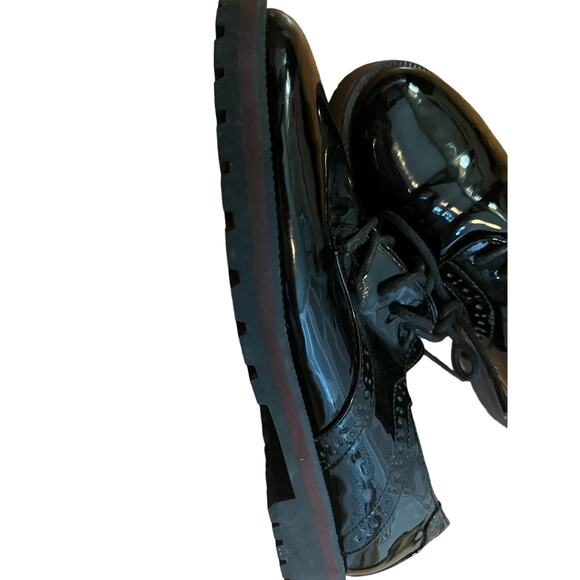 White Mountain black patent lug sole brogues 8 M Excellent Retro Boho Goth - Picture 2 of 5